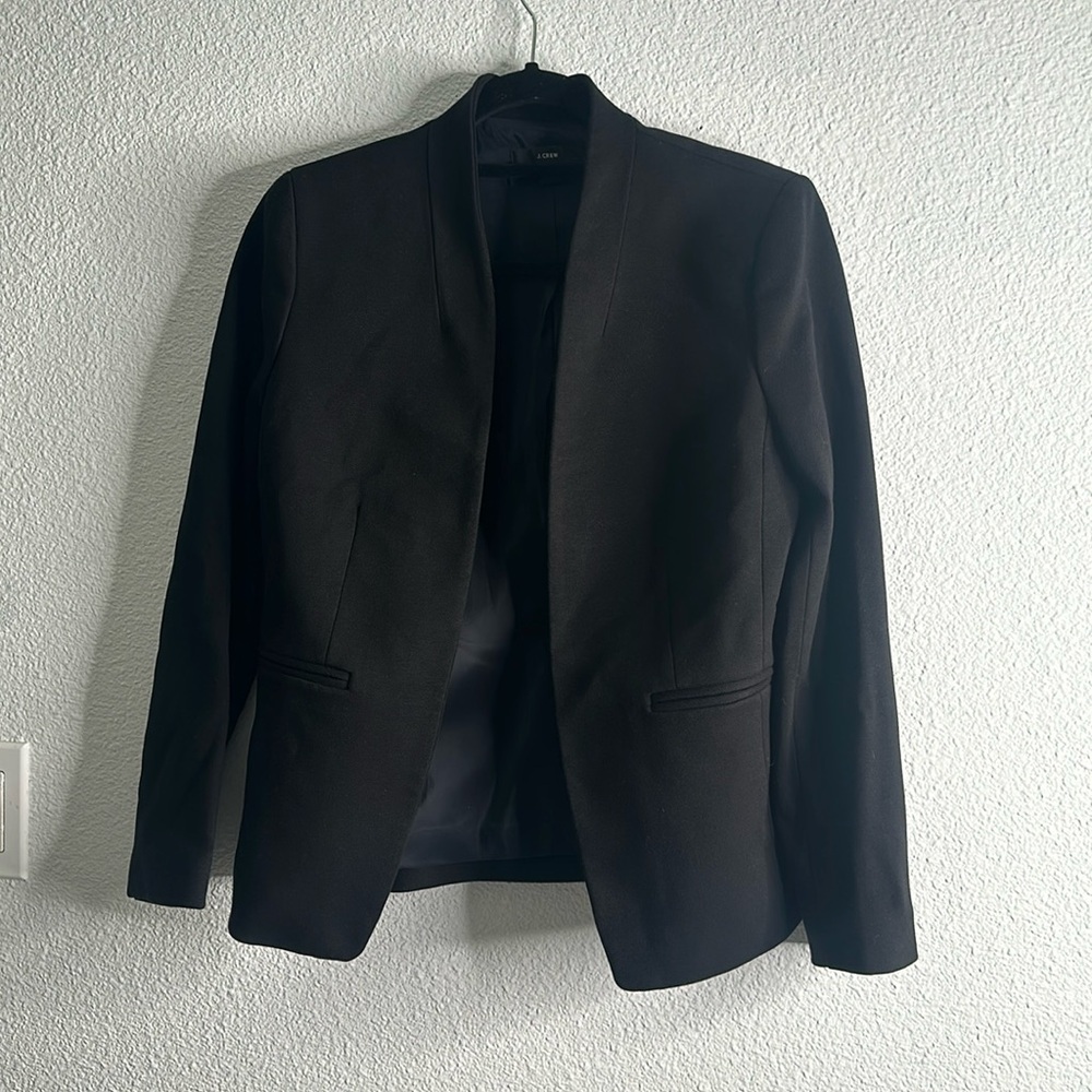 J crew 365 going out black collarless blazer size 6 preppy classic office career - Picture 2 of 9